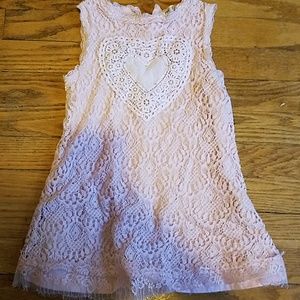 Boutique Girl's Pink Lace Dress with Heart Design